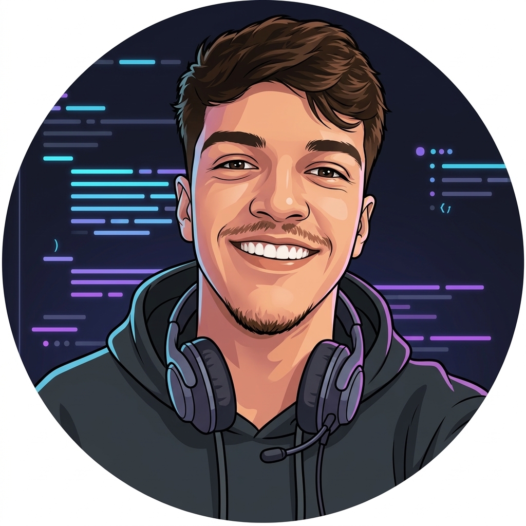 Avatar ilustrado de Vinícius Santos em estilo desenvolvedor